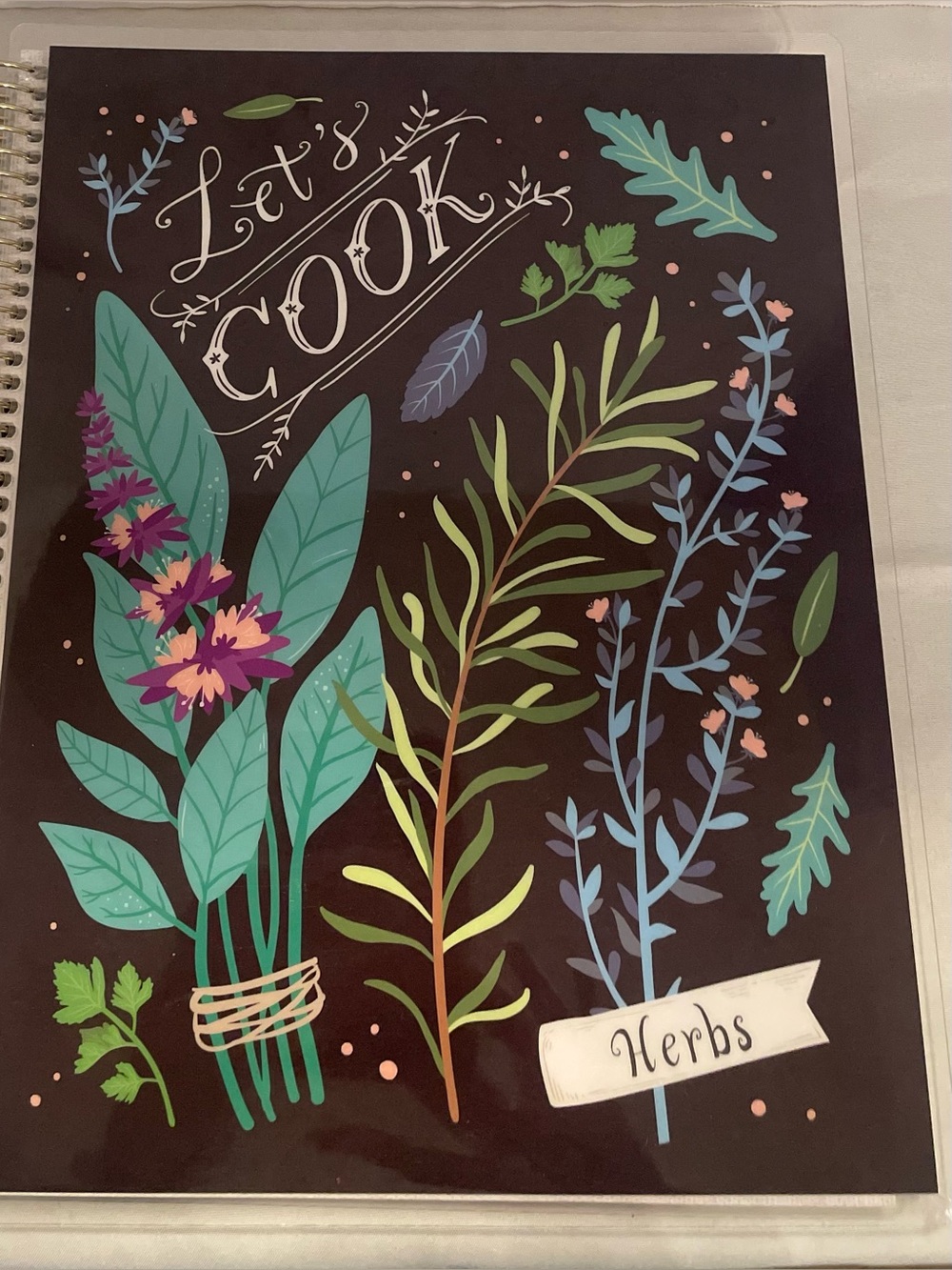 “Let’s Cook” recipe binder, spiral kitchen planner w/stickers & tabbed sections